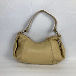 Jones New York Tan 100% Leather Shoulder Crescent Shape Bag/Purse